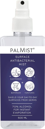 Palmist Surface Sanitizer Spray 500 ml (Combo of 2) Kills 99.99% Germs 70% Alcohol based Rinse and Bleach Free Useful for Room,Home and Office