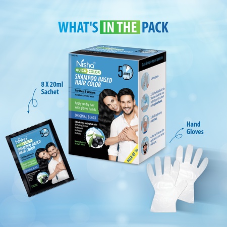 Nisha Quick Shampoo Based Hair Color For Men & Women 200ml Box