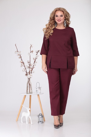 КОСТЮМ ЖЕНСКИЙ МОДЕЛЬ 771 БОРДОВЫЙ,Anastasia Mak