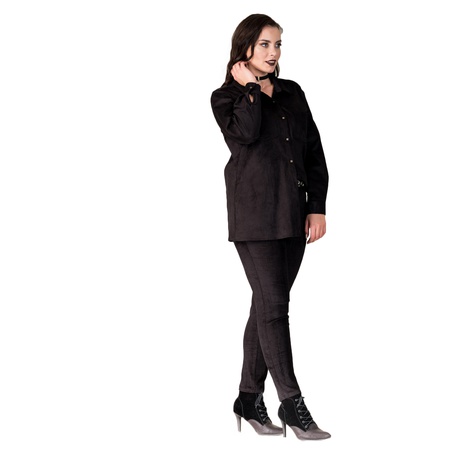 Büyük Beden Fitil Kadife Gömlek