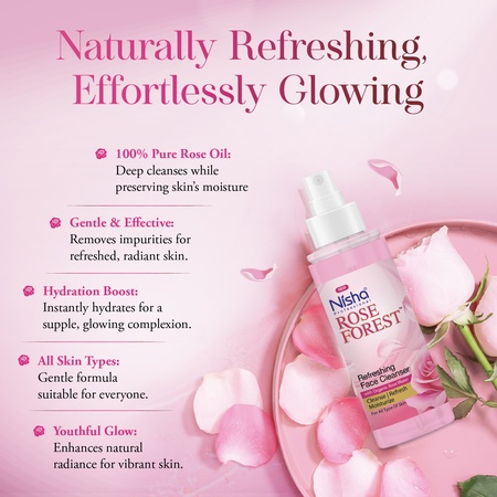 Nisha Professional Refreshing Face Cleanser With Organic Rose Water 120ml | Gulab Jal Cleansing Water For All Skin Types | For Women & Men