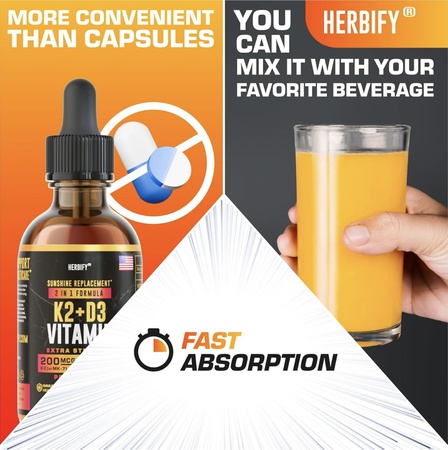 Витамин D3 K2 в каплях – жидкие витамины для женщин, мужчин и подростков – добавки для укрепления костей – витамины D3 K2 для поддержки иммунитета и здоровья сердца – витамин D3 10000 МЕ в каплях K2 – 2 унции