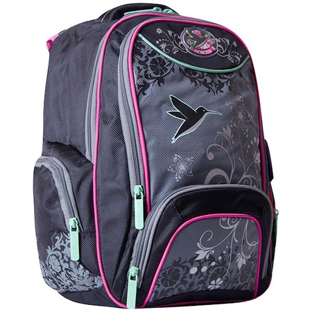 Рюкзак KB1522 Цвет: черный с серо-розовой отделкой