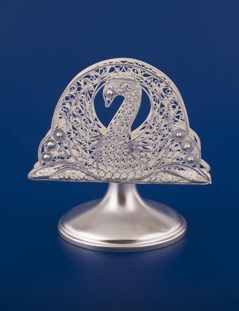 Серебряная подставка под салфетки "Лебедь"