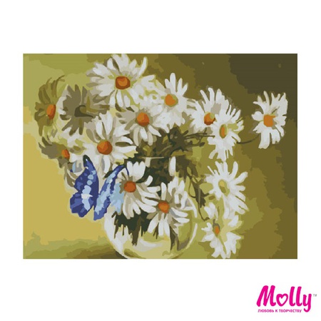 Картина по номерам Бабочка в ромашках