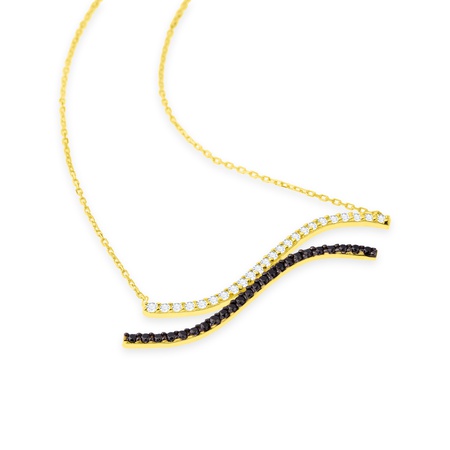 Even＆Pétra14k金石水平波浪条项链