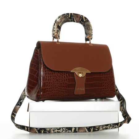 Lamis brand hand and shoulder handbag / imitation leather