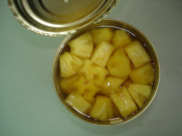 Canned pineapples, canned vegetables