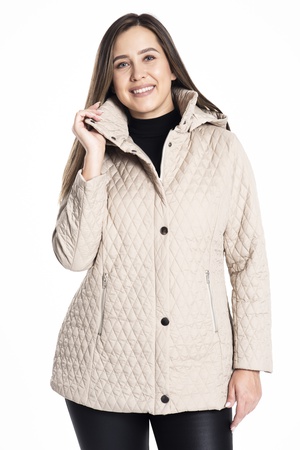 Стеганое пальто большого размера с капюшоном