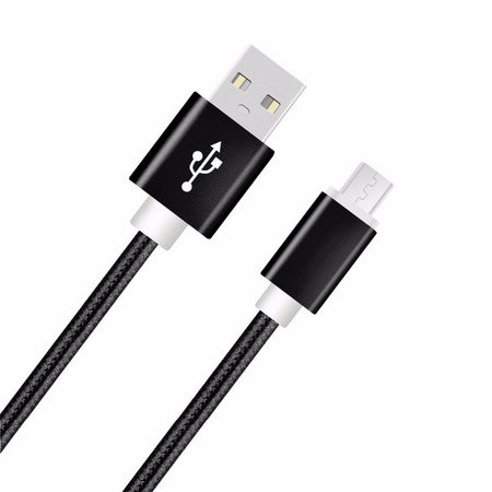 Кабель USB-microUSB плетеный, с алюминиевым штекером