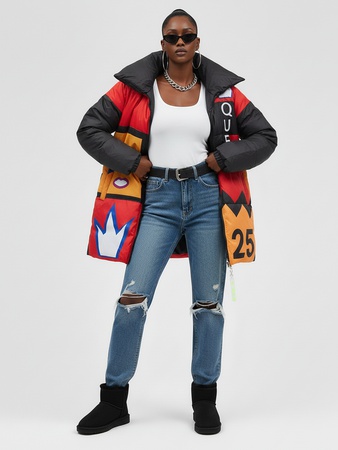 Пуховик женский оверсайз удлиненный