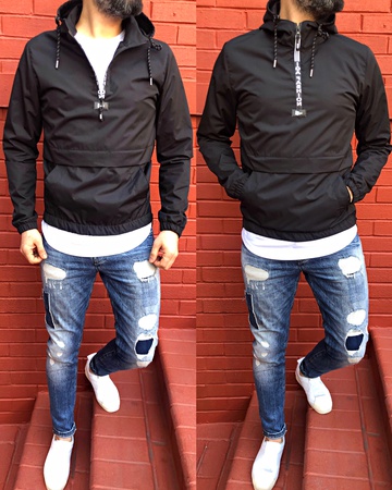 iga fashion erkek yağmurluk kapşonlu kanguru tarzı mevsimlik mont