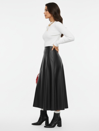 Юбка женская длинная из искусственной кожи