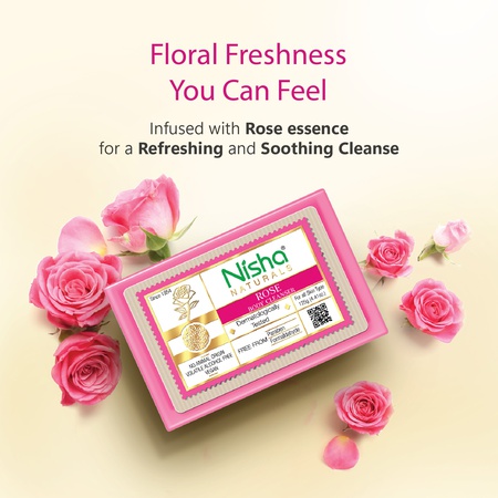 Nisha Rose Body Cleansing Soap Bar 125g – Paraben Free, Vegan, Gentle Cleanse for Soft & Supple Skin, Suitable for All Skin Types, Men & Women