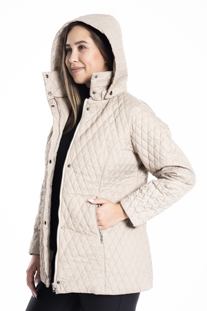 Стеганое пальто большого размера с капюшоном