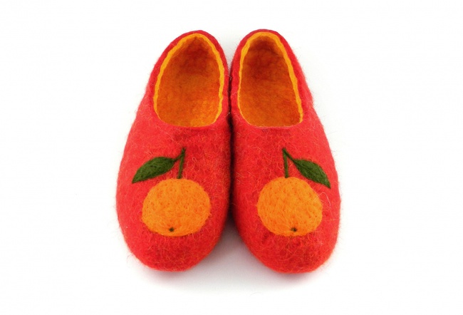 Женские тапочки «Апельсины» (красные)