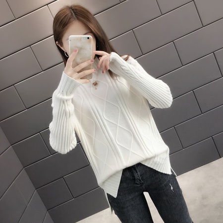 Neuer Stil weiblicher halber Rollkragenboden verbringt Pullover weiblich lose hinzufügen dickes träges faules kurzes Stricken unten ungefüttertes oberes Kleidungsstück