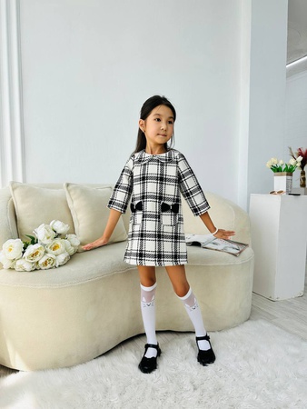 Платье для девочек из хлопчатобумажного твида.