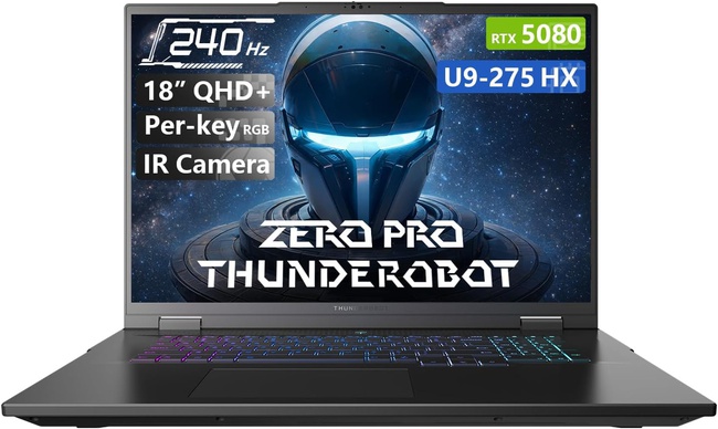 Thunderobot Zero 18 Pro 5080 – 18" QHD+ 240Hz Gaming Laptop Ultra 9 275HX RTX 5080 32GB DDR5 1TB SSD Per-Key RGB