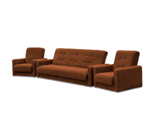 Astra kahverengi döşemeli mobilya takımı (kanepe + 2 koltuk)