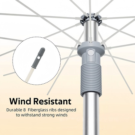 Beach Umbrella – 2m Silver UV Fabric, Aluminum Alloy Frame – Promotional OEM