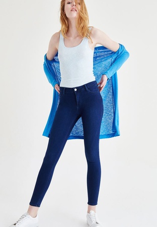 Женский голубой кардиган из тонкого трикотажа