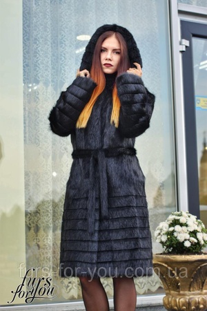 Шуба из стриженной нутрии гофрированная стрижка