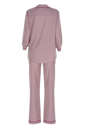 TENCEL - BİYELİ BAYAN PİJAMA TAKIM -GRİ-MERCAN