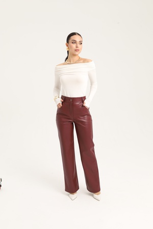 Кожаные брюки палацо