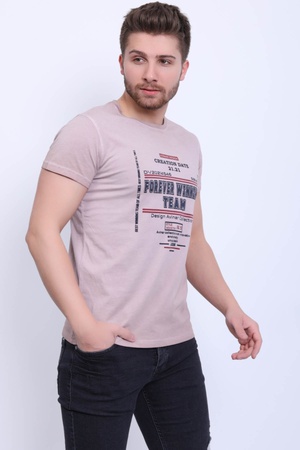 BASKILI YIKAMALI 2093 MODEL ERKEK TİŞÖRT