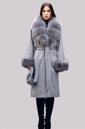 Cashmere Coat Collar Sleeve Fox Fur - Relaxed Fit