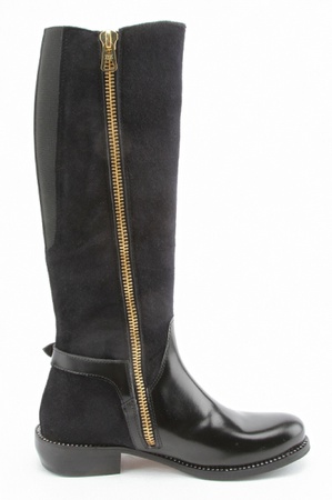 Черные сапоги из стриженного пони s128