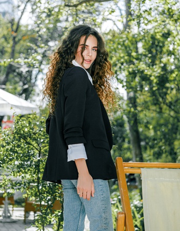 Kısa kollu kadın blazer