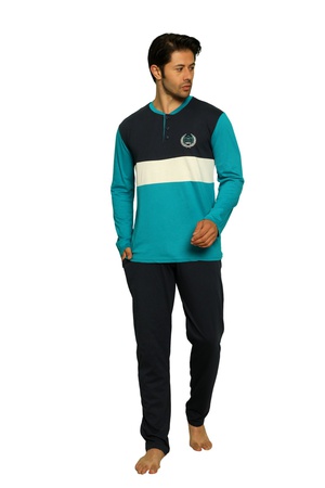 ERKEK PİJAMA TAKIMI - %100 PAMUK - UZUN KOL - DÜĞMELİ