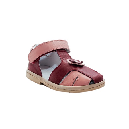 22449 Shoes m / children roses burgundy leather k / p FOMA