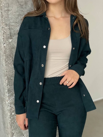 Fitilli kadife takım elbise gömlek+pantolon