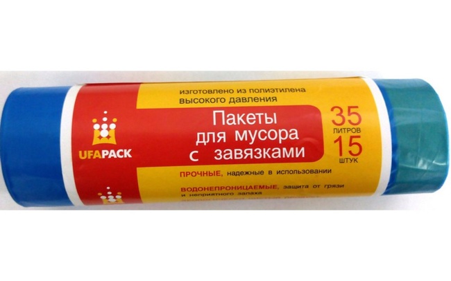ПАКЕТЫ Д/МУСОРА ПВД 35 Л. 15 ШТ. С ЗАВЯЗКАМИ
