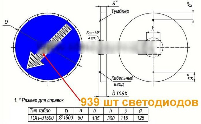 Светодиодный знак "Объезд препятствий-1500"