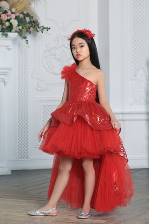 Özel Stok Saç Aksesuarlı Simli Abiye Elbise Kod: PXN 22024