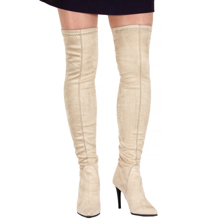 Женские ботфорты, стрейч <G6971>