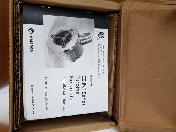 Счетчик: турбинный, межфланцевый, EZ-IN серий, 1"х2". Расходомер турбинный, жидкостный , межфланцевый, тип EZ-IN (типоразмер прибора 1дюйм, соединения: сопряжение с любым фланцем 2 дюйма). Количество 132 штуки. 2018 год.