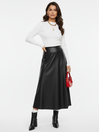 Юбка женская длинная из искусственной кожи