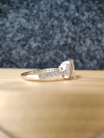 Engagement ring Sterling silver Ring with emerald CZ Diamond ring