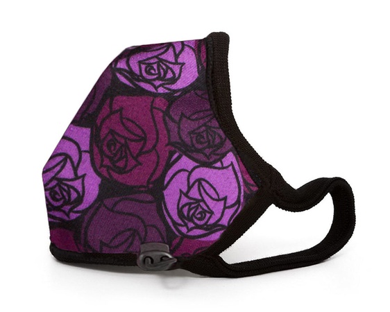 65Roses PRO, маска с угольным фильтром, полиэфирная ткань с принтом, ткань с рисунком роз, сертифицированная маска FFP2, премиум-класса