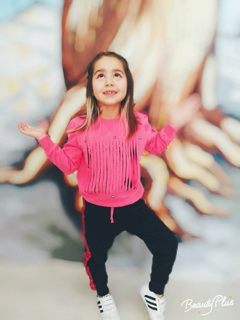 3-14 yaş kesik çizgili pullu kız takım