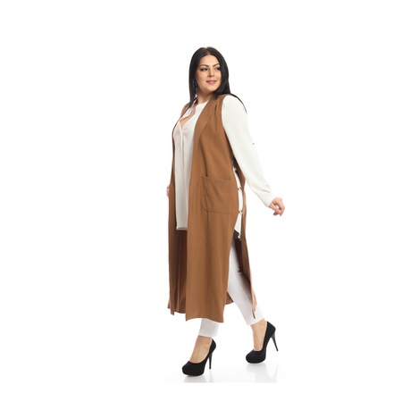 Büyük Beden Yanları Tokalı Yelek