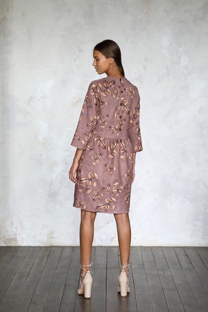 Платье вельветовое на пуговицах с принтом