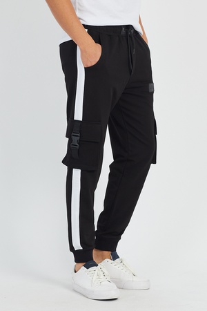 Kargo cepli şeritli eşofman altı