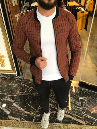 Jakarlı Kapitone Kumaş, Tam fermuarlı, Kolej Yaka Sweat / Pullover