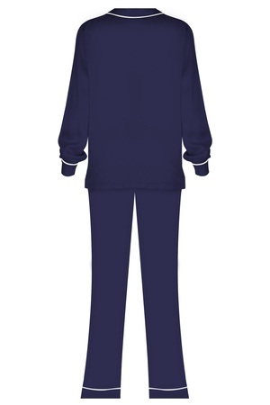 İPEK BAYAN BİYELİ PİJAMA TAKIM - LACİVERT